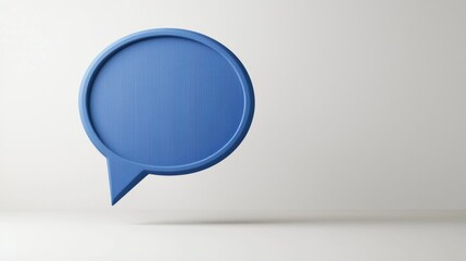 Blue speech bubble on a minimalistic background.