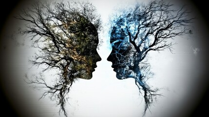 Two Faces Emerging From Intertwined Trees