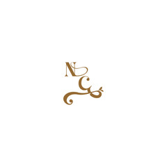 monogram wedding concept initial leaf line NC modern organic logo letter
