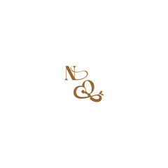 monogram wedding concept initial leaf line NQ modern organic logo letter