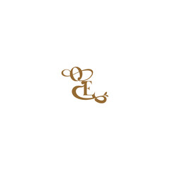 monogram wedding concept initial leaf line OE modern organic logo letter