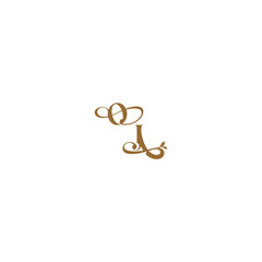 monogram wedding concept initial leaf line OJ modern organic logo letter