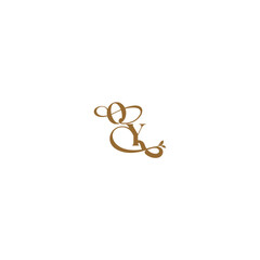 monogram wedding concept initial leaf line OY modern organic logo letter