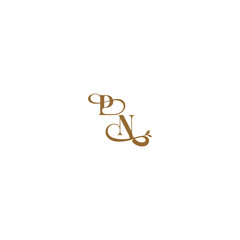 monogram wedding concept initial leaf line PN modern organic logo letter