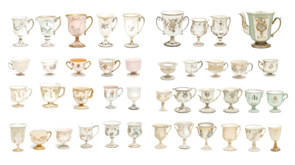 Vintage Teacups Collection of Antique Porcelain Cups Generative AI