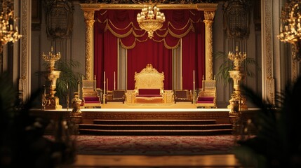 Fototapeta premium Opulent Throne Room: A Royal Palace Interior