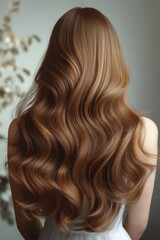 Fototapeta premium wavy thick long hair woman back view