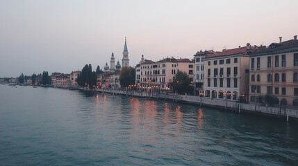 Venetian Canals Dusk Cityscape Architecture