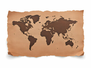 World Map Illustration Torn Paper Texture