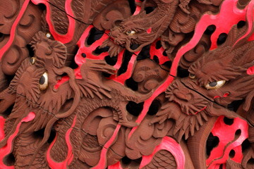The Dragon wood carving