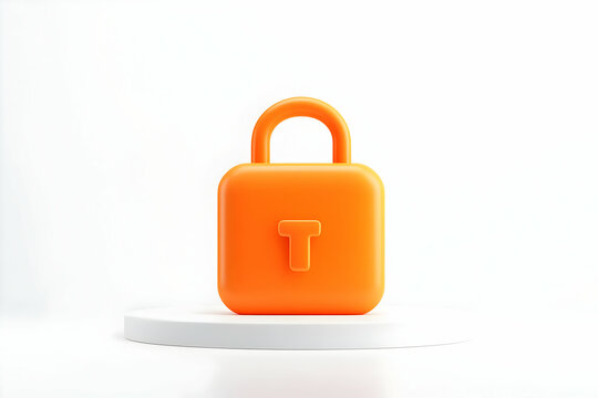Orange 3D Padlock Illustration
