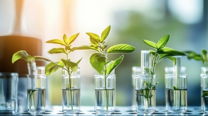 A group of scientists developing drought-resistant crop varieties in a lab