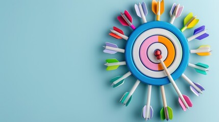 Colorful Arrows Hitting the Bullseye: Achieving Goals and Success