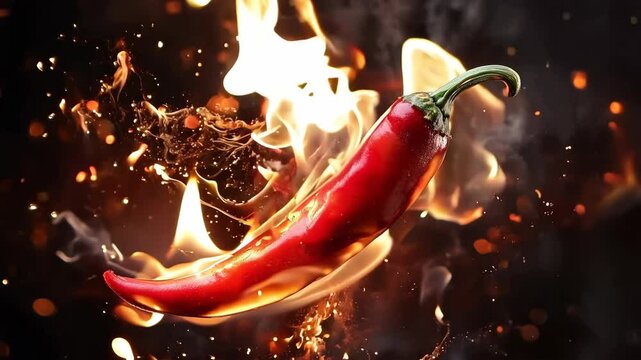 Red burning hot chili pepper.