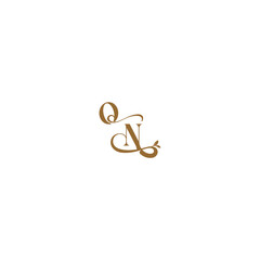 monogram wedding concept initial leaf line QN modern organic logo letter