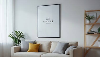 Living room wall poster mockup. Interior mockup with house background. Modern interior design. 3D render,concepts, furniture, horizontal, indoors, lifestyles, living room, mockup, no people, 49