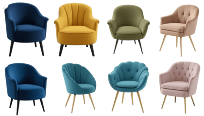 Stylish Upholstered Armchairs in Vibrant Colors