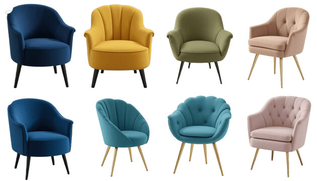 Stylish Upholstered Armchairs in Vibrant Colors