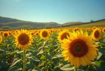 Fototapeta premium Golden Fields: The Radiant Beauty of a Sunflower Garden