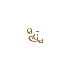 monogram wedding concept initial leaf line QG modern organic logo letter