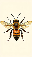 Fototapeta premium A highly detailed diagram of a honeybee, showcasing its anatomy with labeled parts, including the wings, stinger, and compound eyes, against a clean, neutral background for educational use.