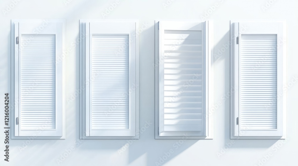 Poster modern window shutters with realistic shadow effect generative ai