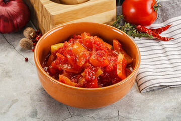 Homemade Lecho with tomato and paprika