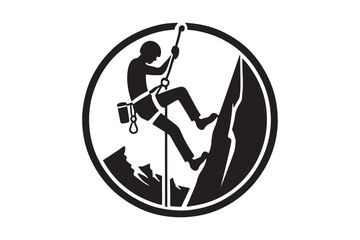 Fototapeta premium Climber in Action Silhouette Minimalist Vector Design
