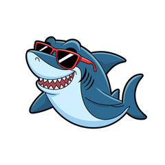 Cartoon Shark Wearing Sunglasses Illustration