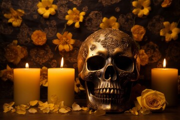 ドクロとキャンドル,Generative AI AI画像