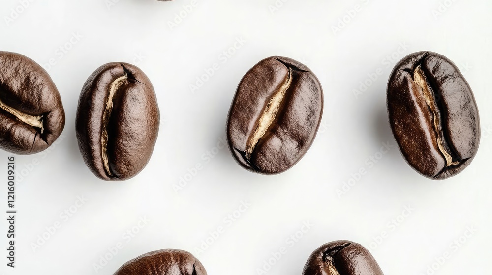 Poster collection of coffee beans on a solid background generative ai
