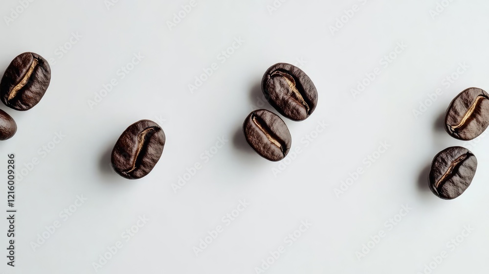 Poster coffee beans arranged on a solid background generative ai