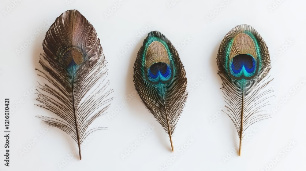 Poster decorative peacock feathers in a vibrant display generative ai