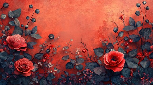 Romantic Valentine's banner featuring captivating composition and space for personalized messages.