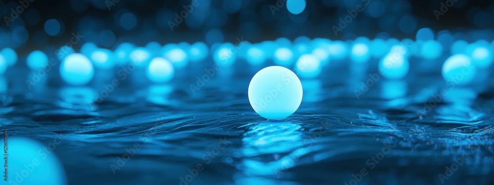 Aufkleber vibrant cyan bokeh design with luminous orbs of diverse sizes, creating a seamless and energetic vis