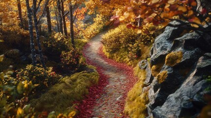 Autumn Path through Forest