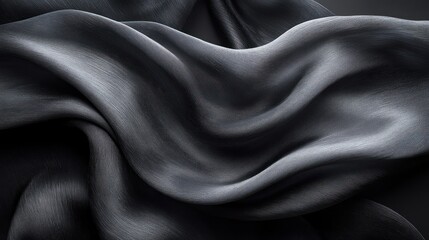 Fototapeta premium Elegant flowing black silk fabric with soft texture waves