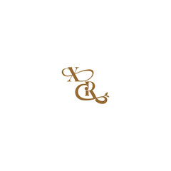 XR letter initial leaf line modern organic logo monogram wedding concept