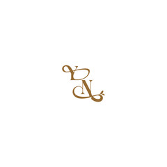 YN letter initial leaf line modern organic logo monogram wedding concept