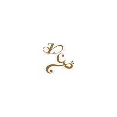 ZC letter initial leaf line modern organic logo monogram wedding concept