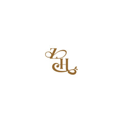 ZH letter initial leaf line modern organic logo monogram wedding concept