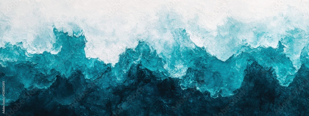 Poster cyan gradient flow, vibrant teal merging into soft blue, evokes a sense of freshness and dynamic ene