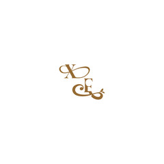 XF letter initial leaf line modern organic logo monogram wedding concept