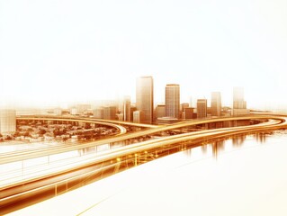 Fototapeta premium Urban skyline sunrise city viewpoint photography bright environment golden hour concept