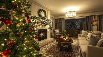 Cozy Christmas Evening in a Luxurious Living Room
