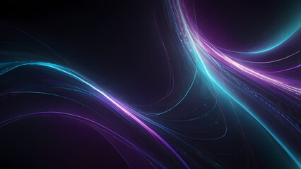 Fototapeta premium A futuristic abstract background featuring flowing lines of light in vibrant colors, such as blue, purple, and white, intertwining against a dark gradient background