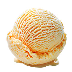 Creamy vanilla ice cream scoop melting, studio shot, dessert food photography