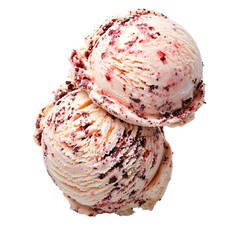 Two scoops strawberry ice cream, studio shot, dessert menu