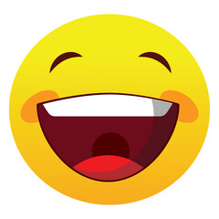 Vector smile face. Yellow smile emoji illustration isolated on white background.