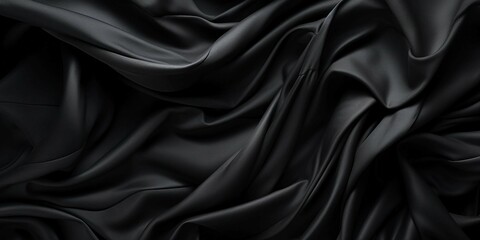 Obraz premium An abstract black background showing crumpled dark fabrics, providing a textured and moody aesthetic